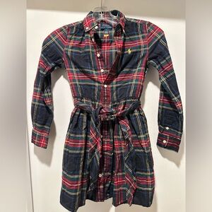 Polo by Ralph Lauren Multicolor Plaid Shirt Dress Youth Size 7